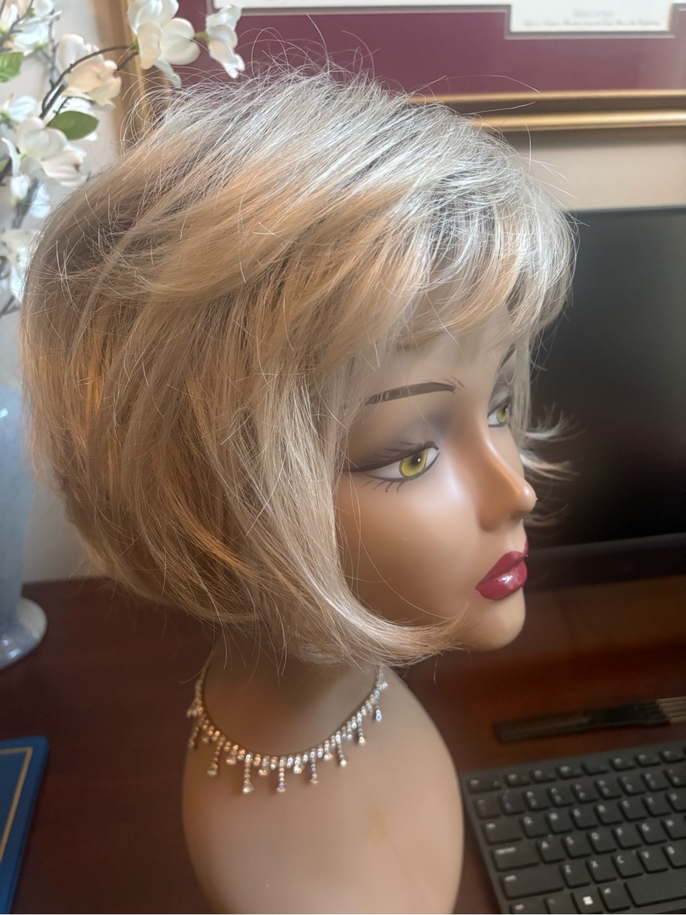 Short Layered Blonde Women’s Wig Paula Young Hallie in vanilla swirl